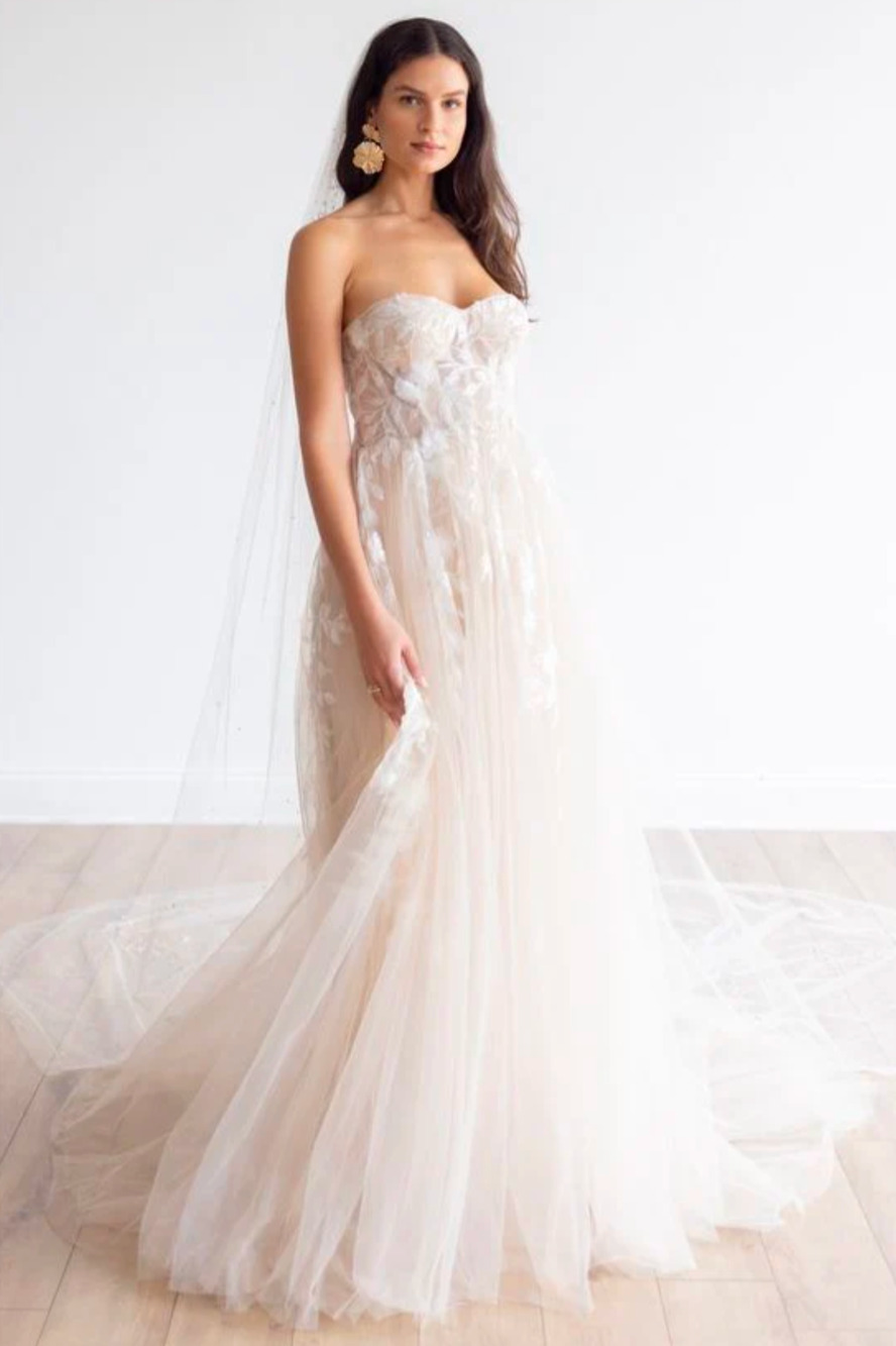 Wtoo Austin Wedding Dress Watters Nude Lace Gown Size 14 NWT